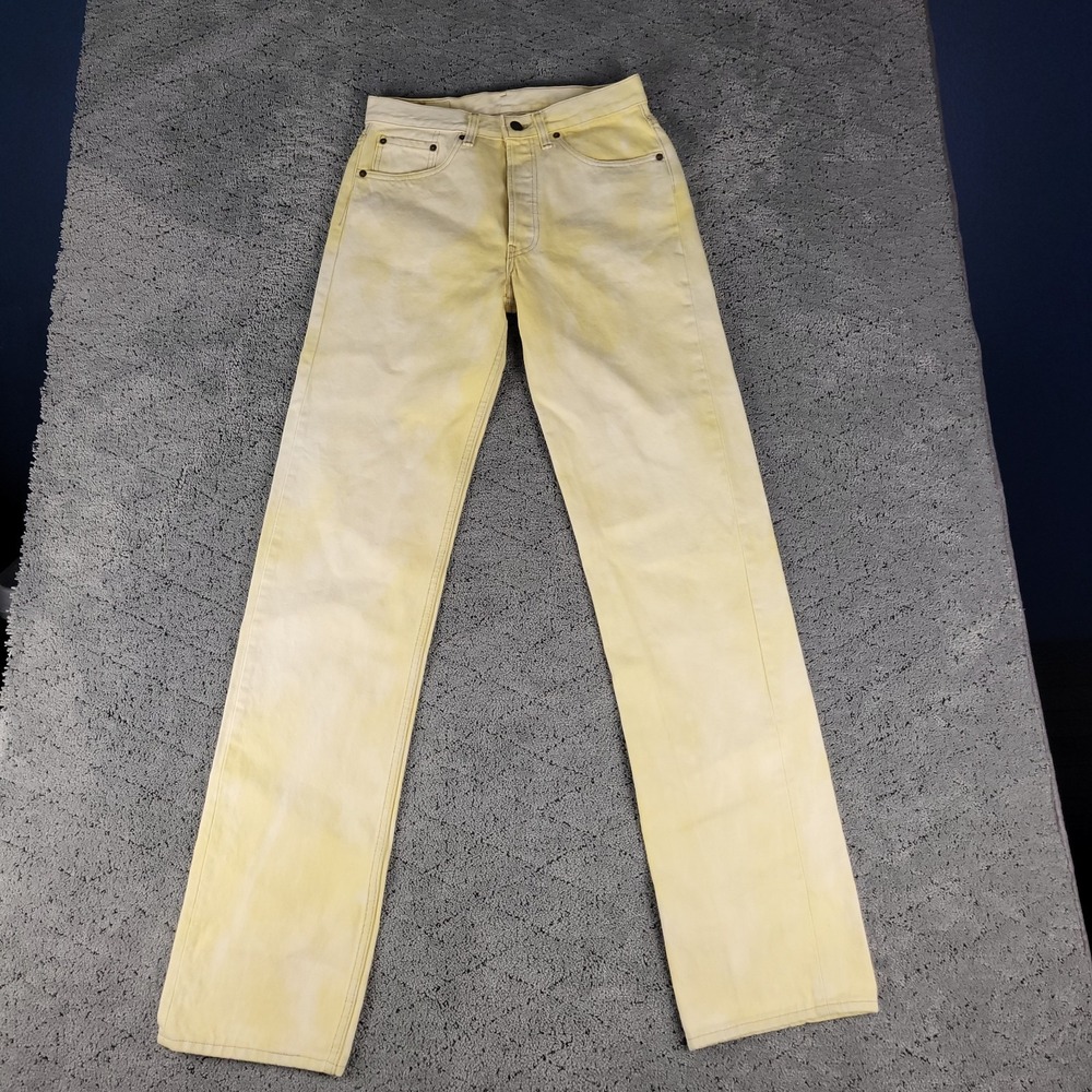 Vintage Levis 501 Jeans Mens 31x36 Yellow Button Fly Straight Leg Made In USA